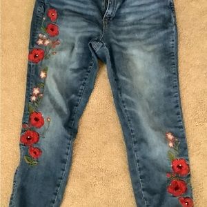 Embroidered Rose flowered jeans
